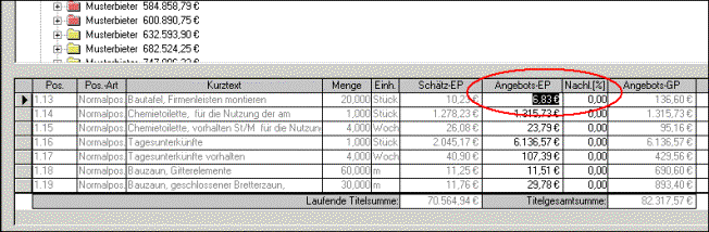 Bieterpreise eingeben