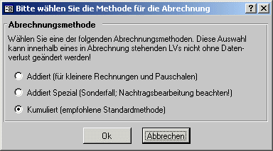 Abrechnungsmethode wählen